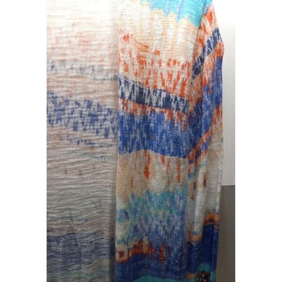Ruby Road Open Front Long Kimono Cardigan Multicolor Southwestern Size Small - Picture 3 of 10